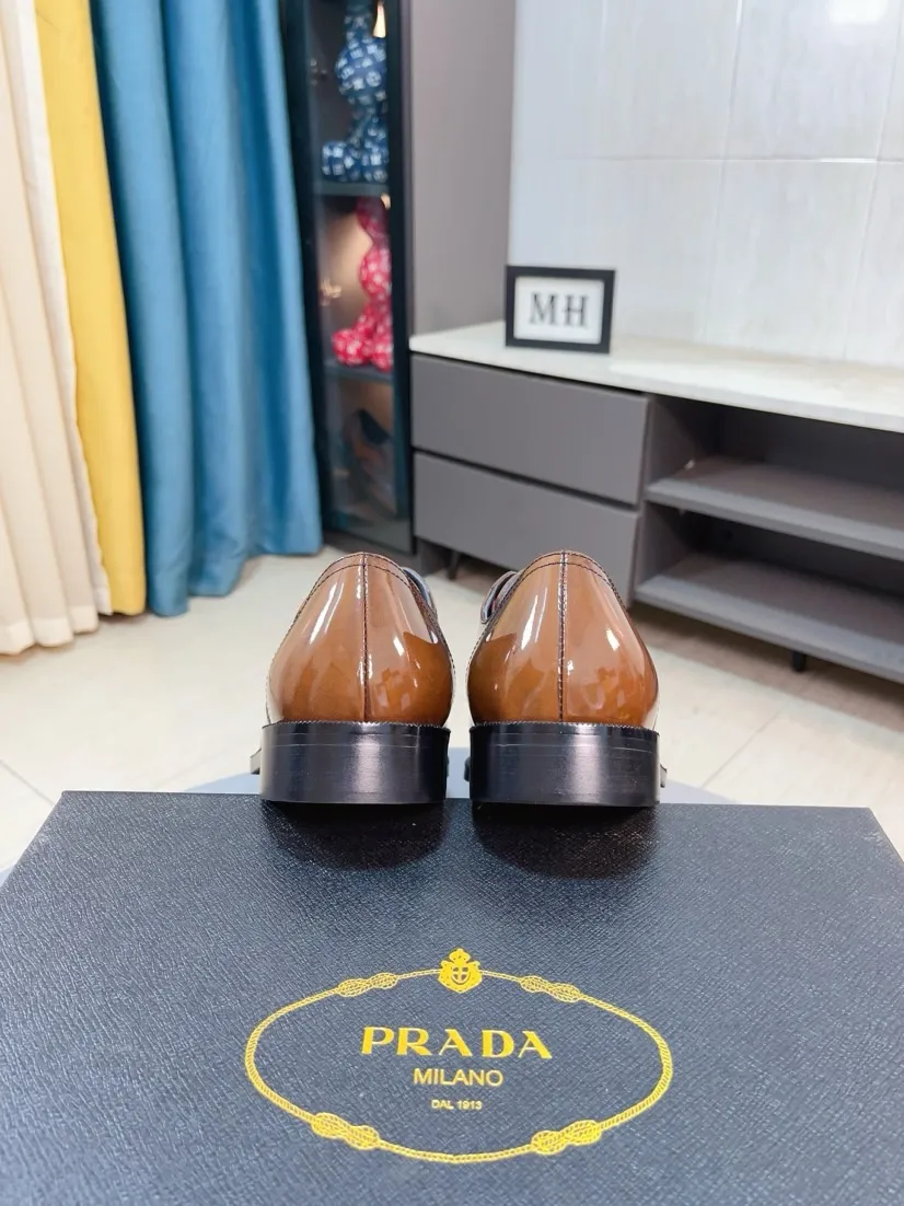Men's shoes 💰560🌹🌹[Prada leather shoes] Top purchasing agency Original imported Italian custom-made cowhide leather surface, ➕Fully imported water-dyed breathable cowhide lining, original factory special molded sole, super comfortable, size: 38-44